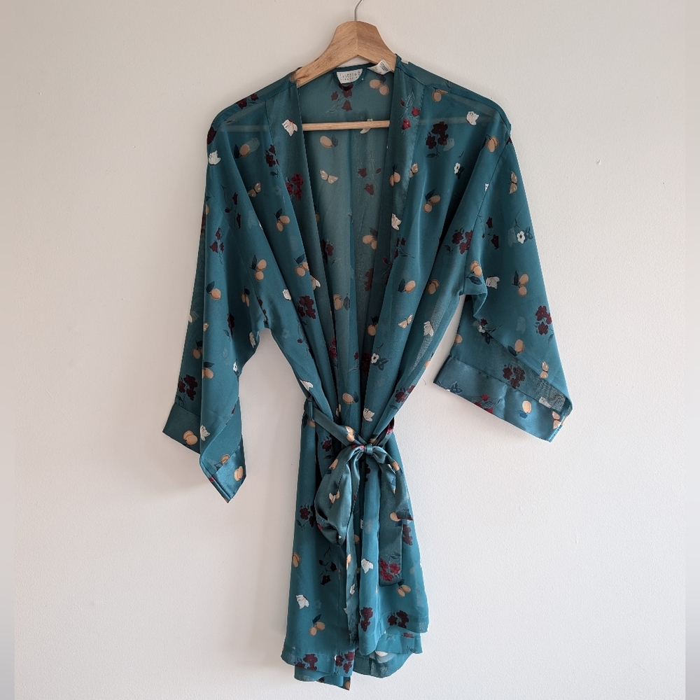 Vintage La SENZA Teal Floral Robe